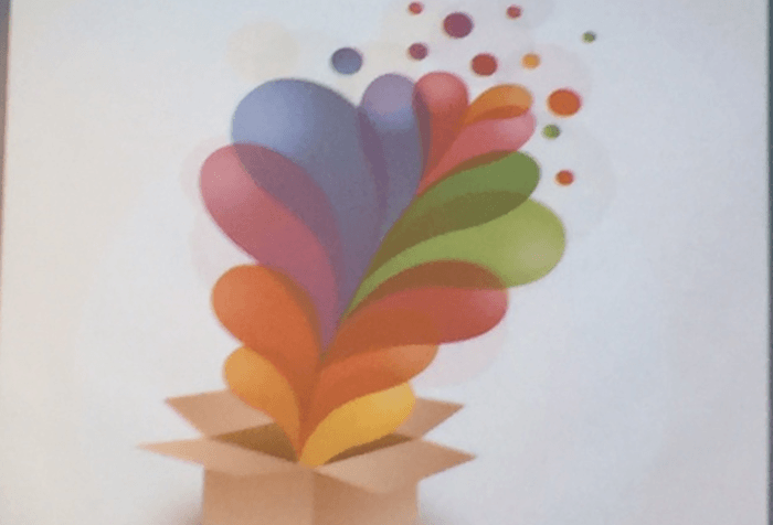 A box with a bunch of colors coming from it